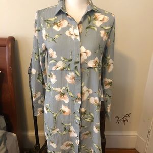 Floral printed shirt dress